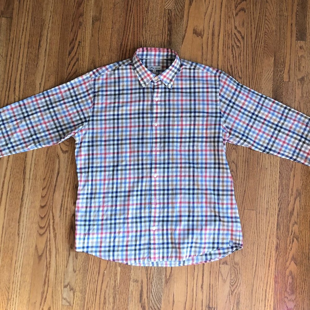 Peter Millar Multicolor Checked Cotton Shirt Men L - image 1
